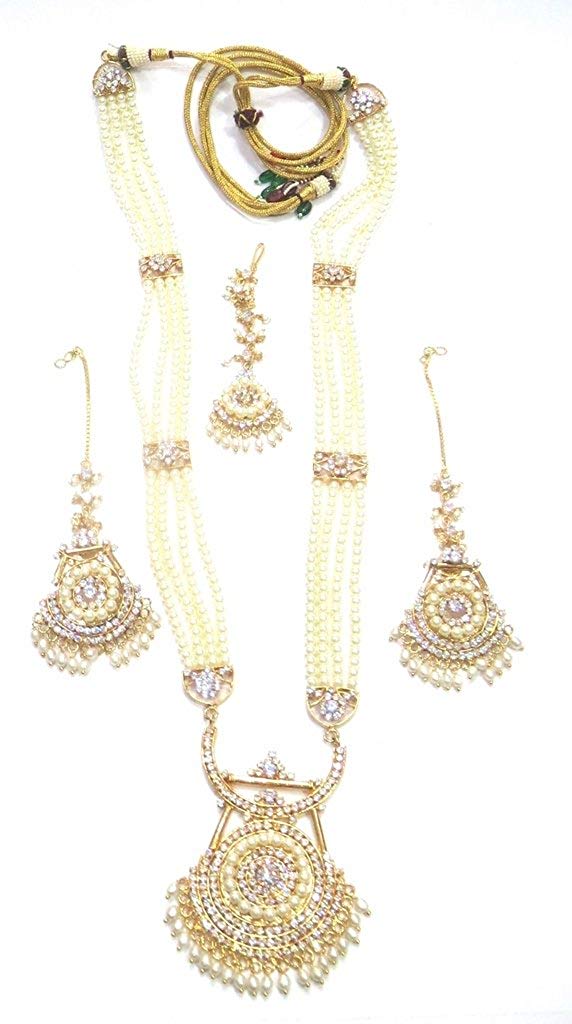 Jewelshingar Jewellery Jadau Gold Plated Colour GoldLong Necklaces For Women (43159-rh-jadau-moti)