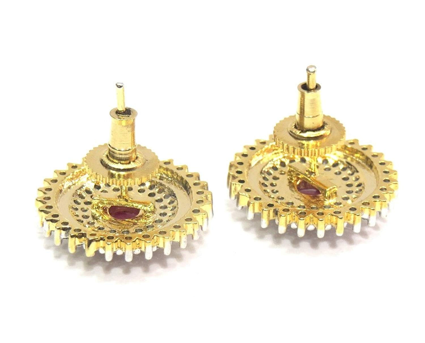 Jewelshingar Jewellery Fine Plated Stud Earrings For Women ( 18126-gjt-ruby )