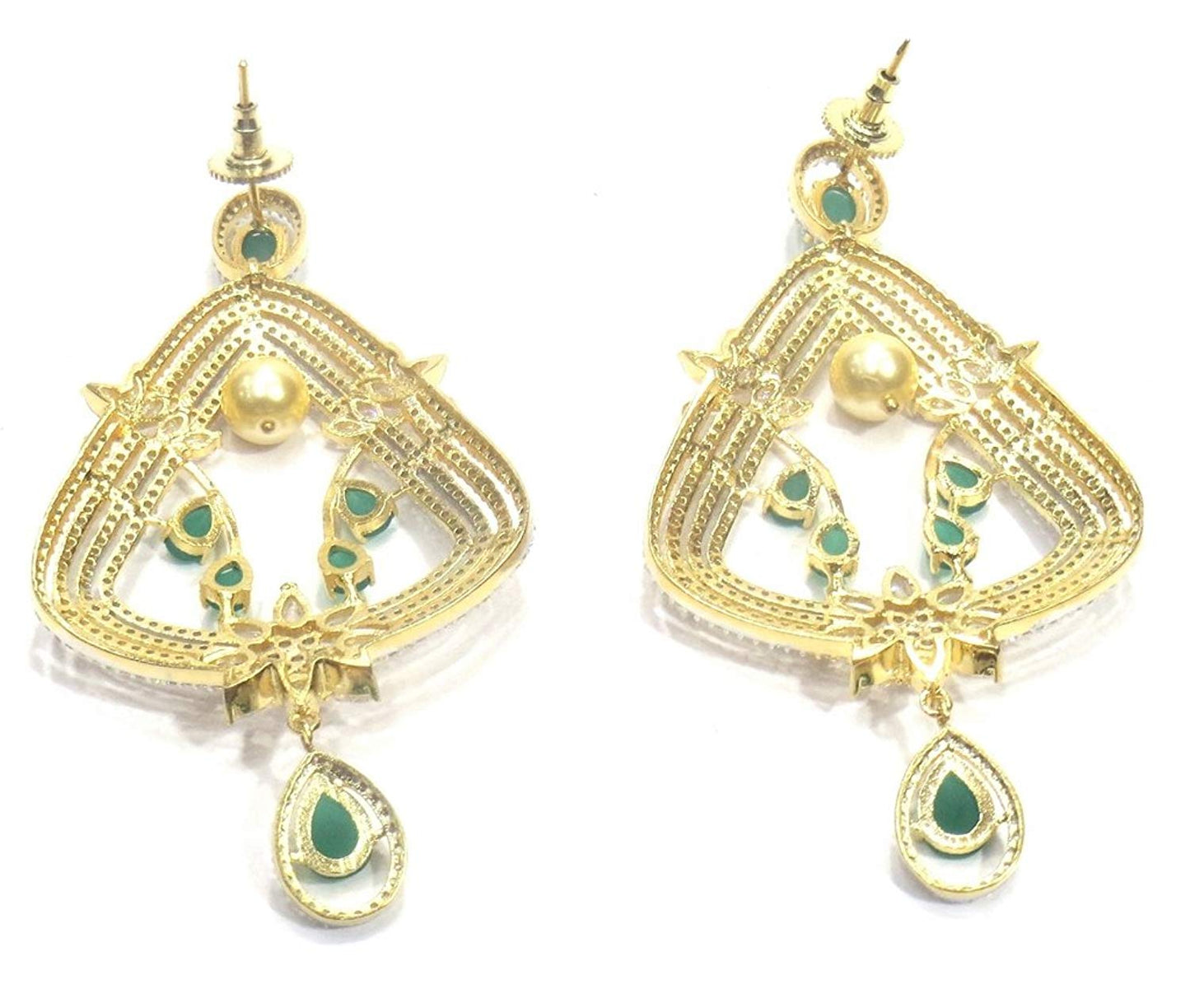 Jewelshingar Jewellery Fine Gold Plated Dangle & Drop Earrings For Girls ( 34566-ead-green )