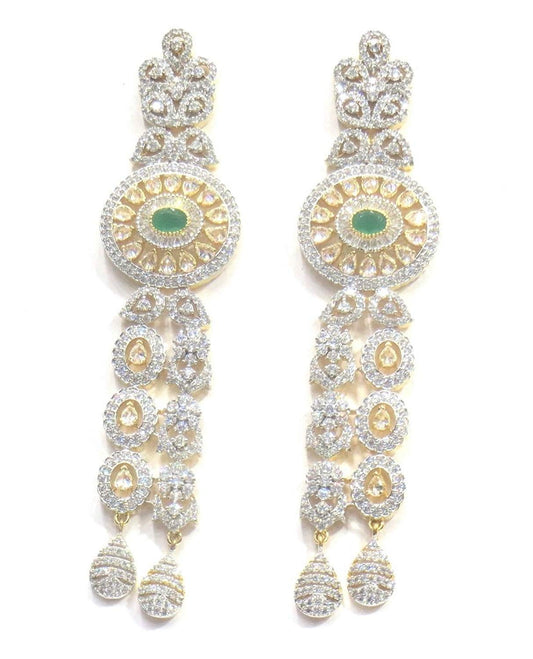 Jewelshingar Jewellery Fine Gold Plated Dangle & Drop Earrings For Girls ( 34548-ead-green )