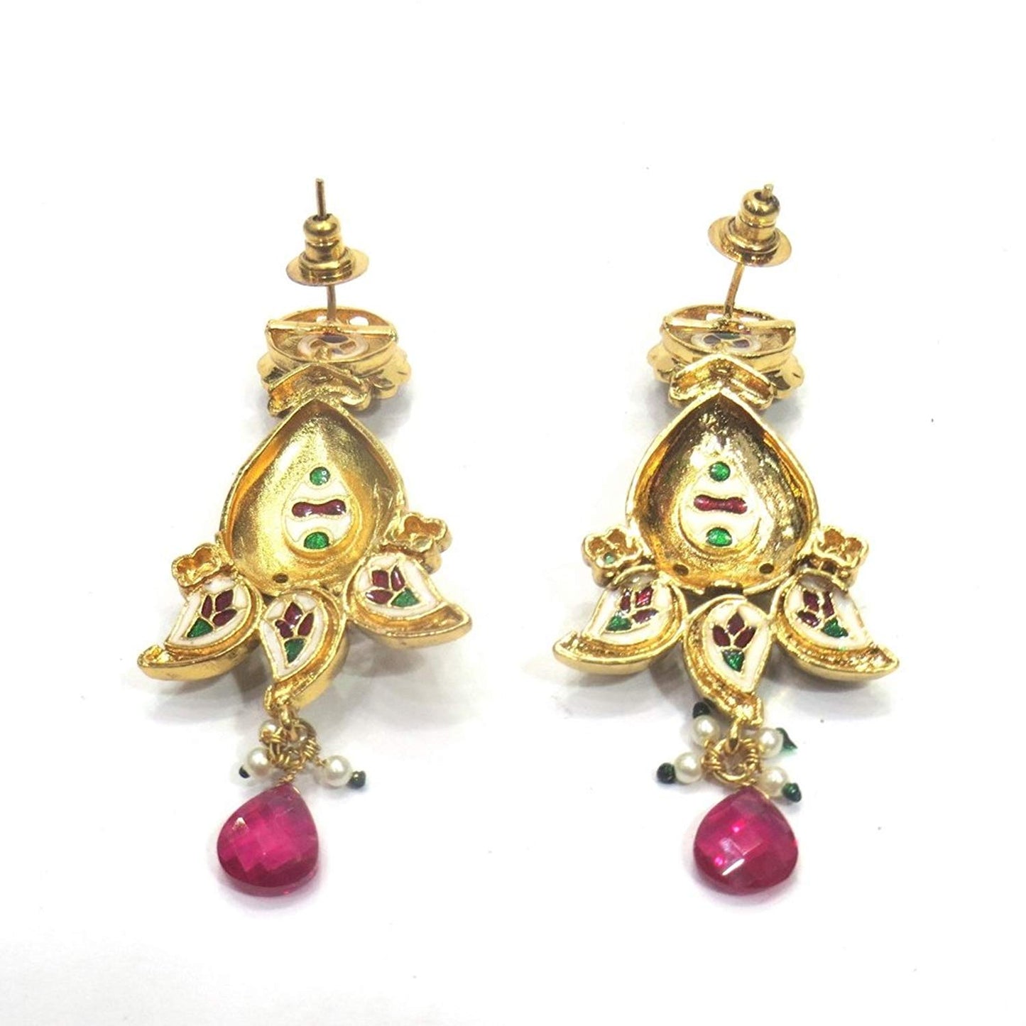 Jewelshingar Jewellery Polki Kundan Dangle & Drop Earrings Earings For Women ( 37326-ace-multi )