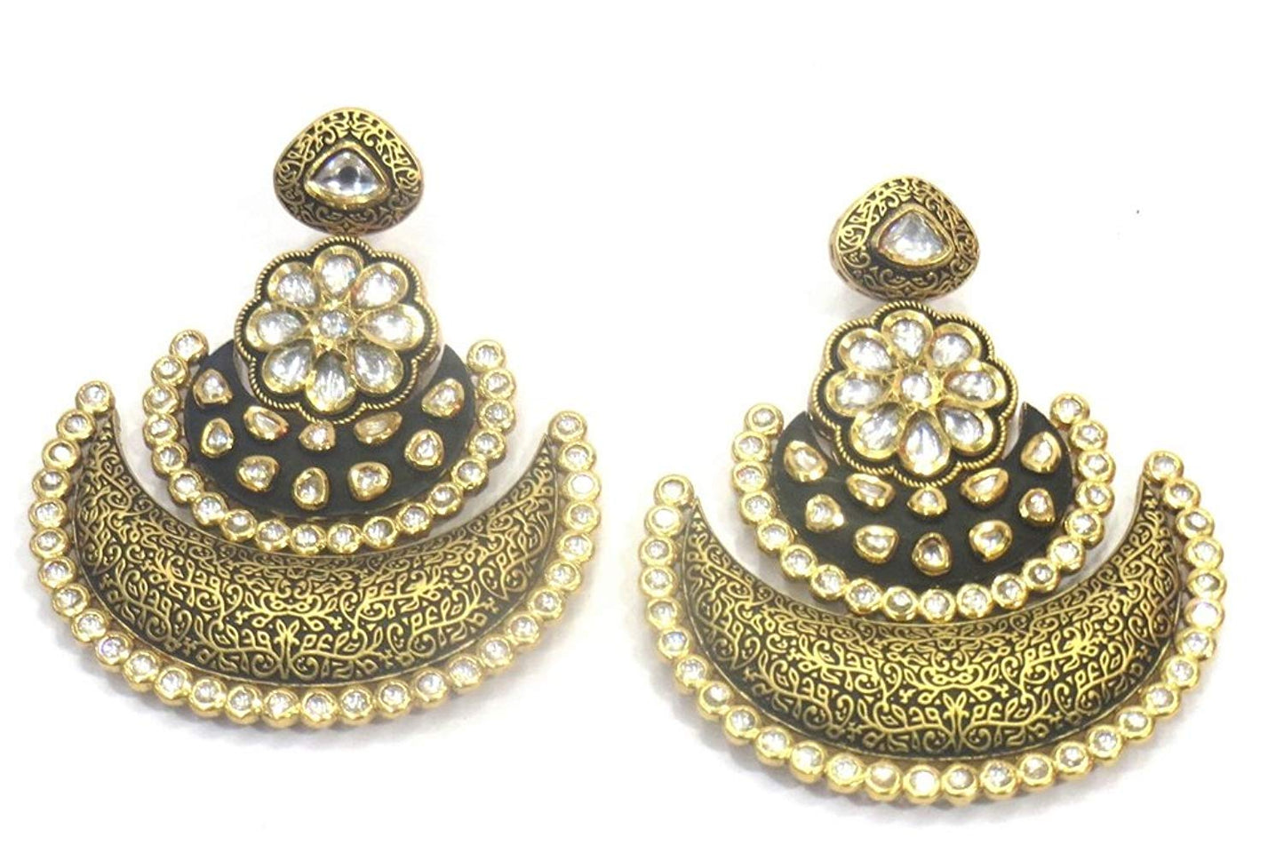 Jewelshingar Jewellery Polki Kundan Dangle & Drop Earrings Earings For Women ( 37139-dce )