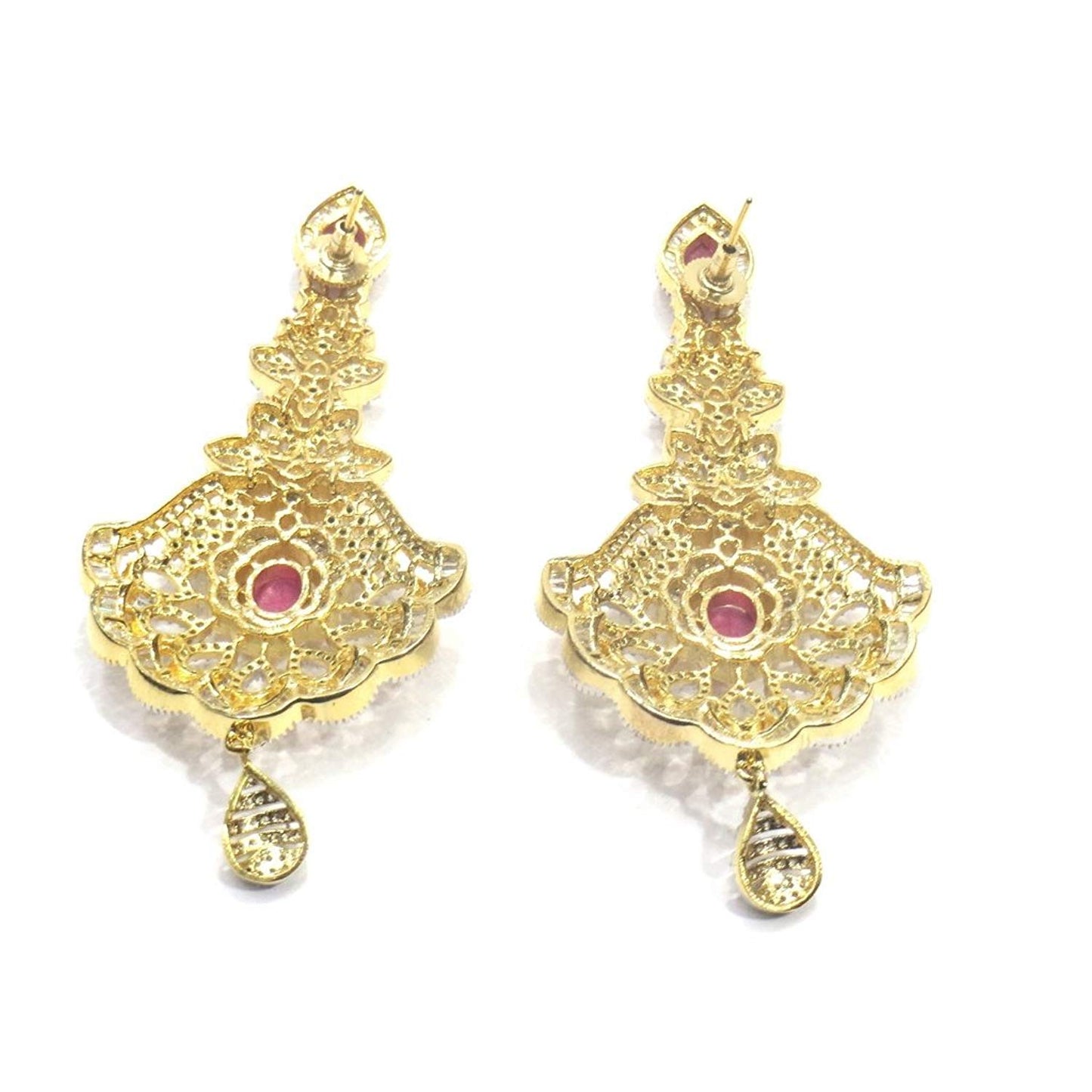 Jewelshingar Jewellery Fine Gold Plated Dangle & Drop Earrings For Girls ( 34601-ead-ruby )