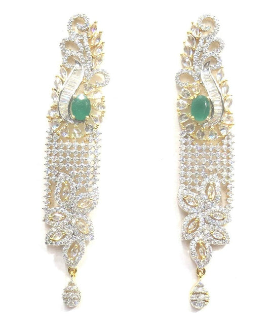 Jewelshingar Jewellery Fine Gold Plated Dangle & Drop Earrings For Girls ( 34578-ead-green )