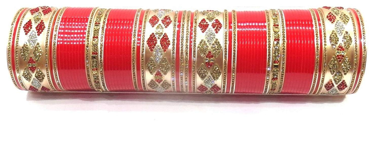 Jewelshingar Jewellery Fine Red Plated Punjabi Chura For Women ( 36708-punjabi-chura-p )