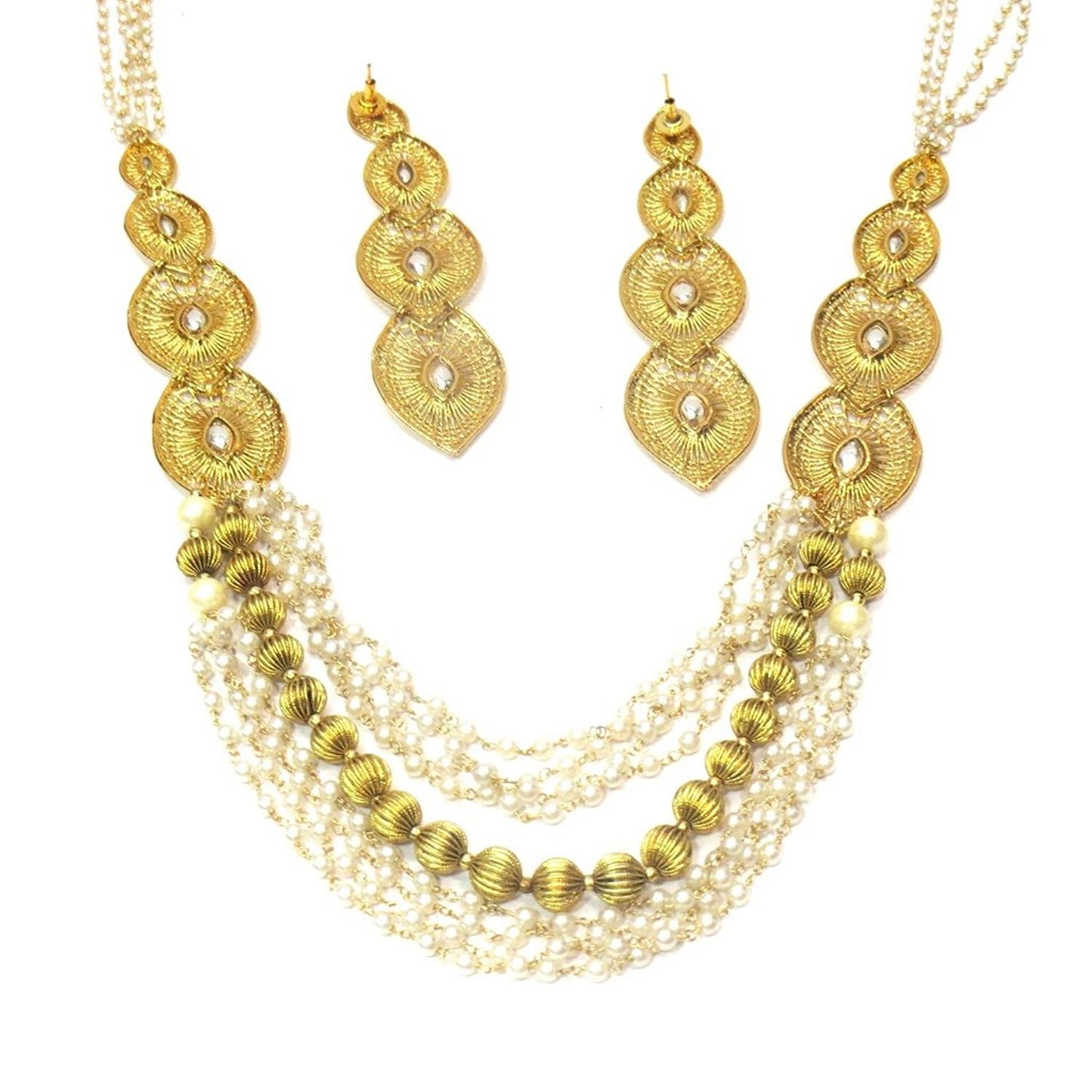 Jewelshingar Jewellery Antique Gold Plated Necklace Set For Girls ( 17227-as )