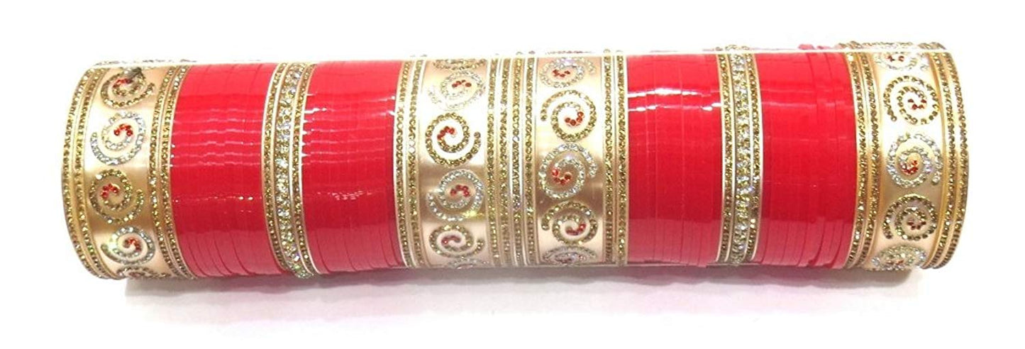 Jewelshingar Jewellery Fine Red Plated Punjabi Chura For Women ( 36712-punjabi-chura-p )