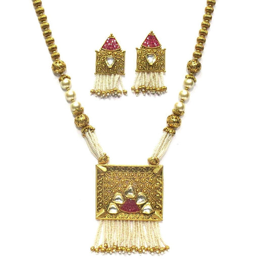 Jewelshingar Jewellery Gold Plated Pendant Set In Pink Colour For Women ( 21338-asps-ruby )