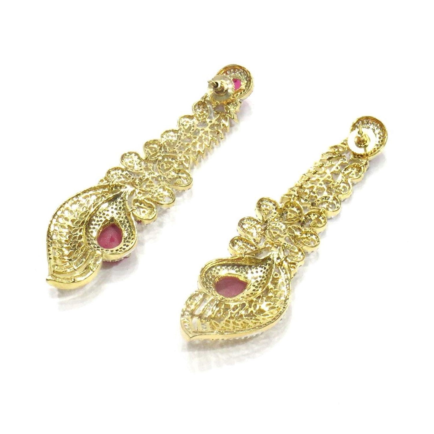 Jewelshingar Jewellery Fine Gold Plated Dangle & Drop Earrings For Girls ( 34641-ead-ruby )