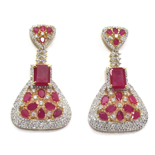 Jewelshingar Jewellery Fine Plated Dangle & Drop Earrings For Women ( 18511-ead-ruby )