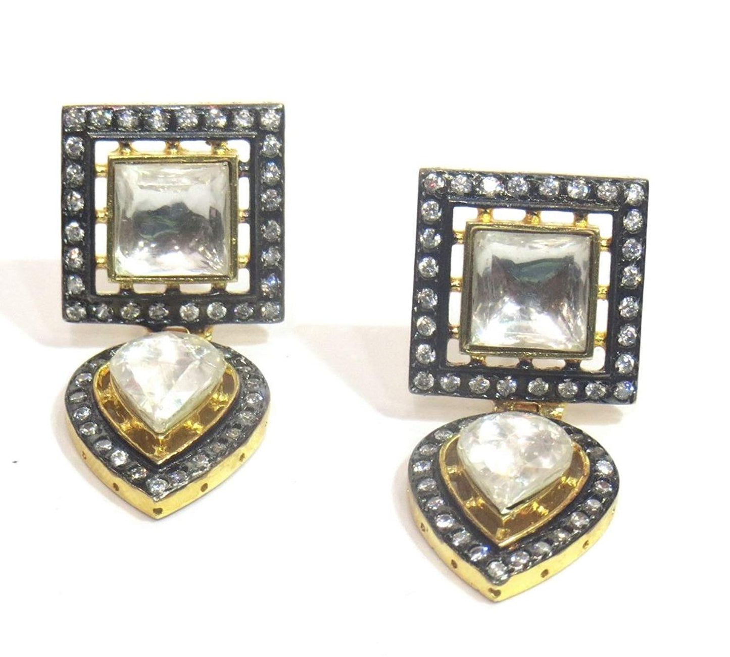 Jewelshingar Jewellery Fine Black Plated Stud Earrings For Women ( 31883-pe-studs-victorian )