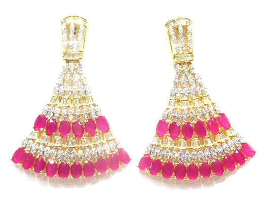 Jewelshingar Jewellery Fine Gold Plated Dangle & Drop Earrings For Girls ( 34666-ead-ruby )