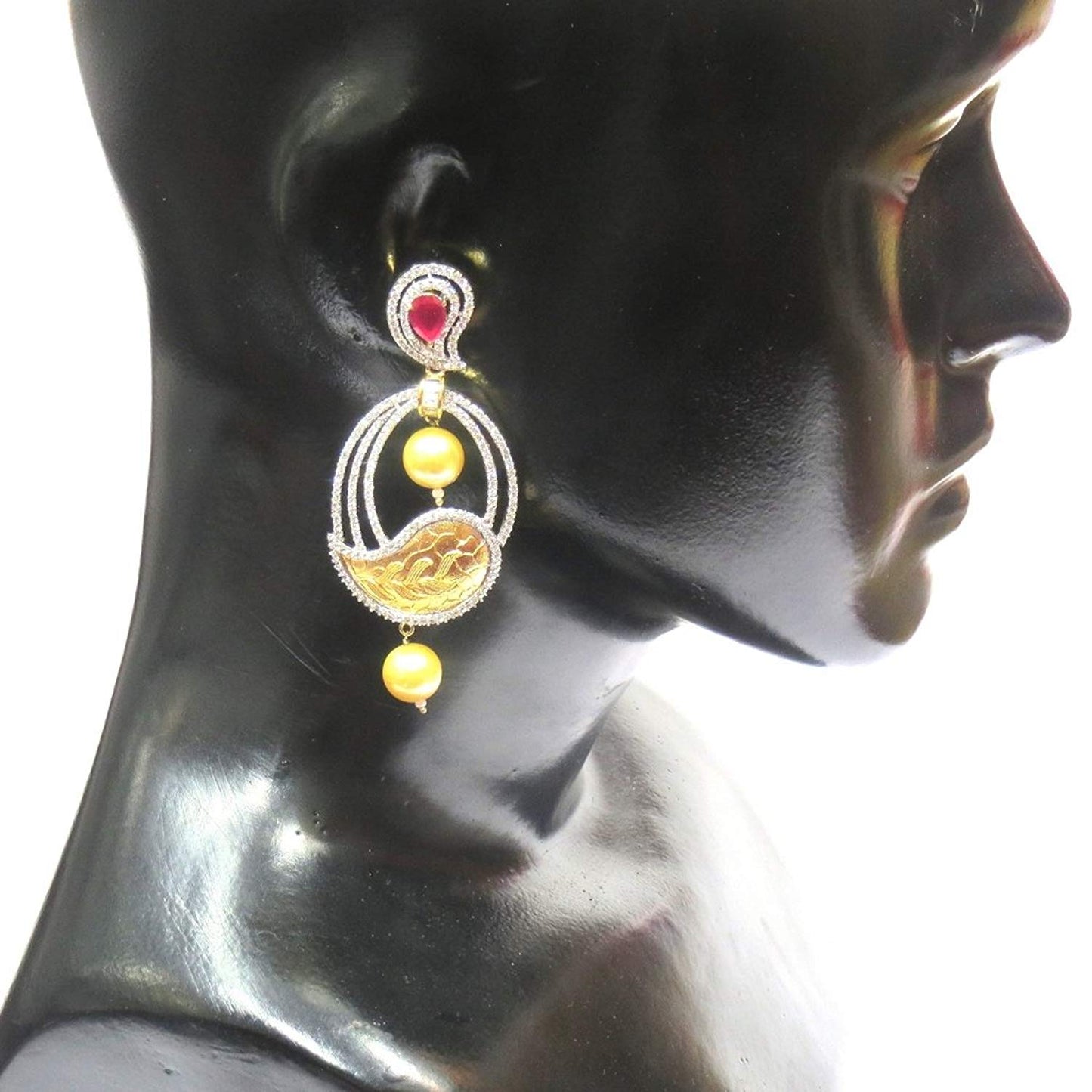 Jewelshingar Jewellery Fine Plated Dangle & Drop Earrings For Women ( 18519-ead-ruby )