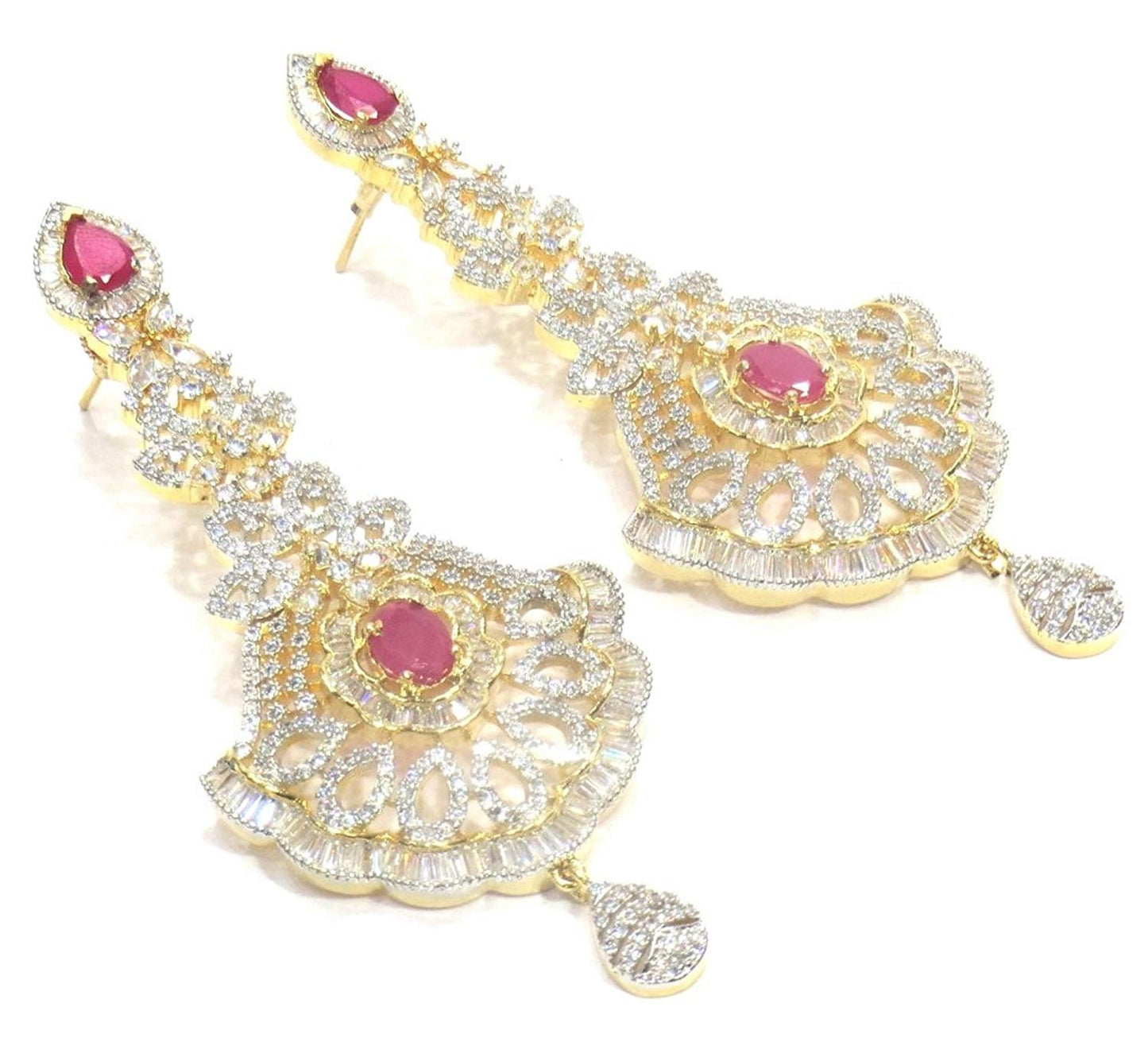 Jewelshingar Jewellery Fine Gold Plated Dangle & Drop Earrings For Girls ( 34601-ead-ruby )