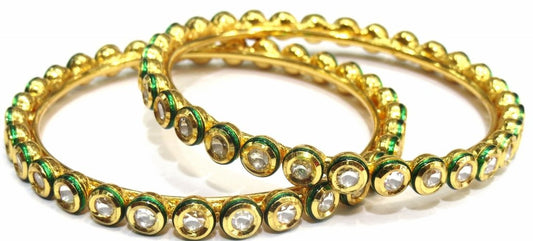 Jewelshingar Polki Kundan Screw Open Bangles Set Jewellery ( 7819-acb-2.6 ) - JEWELSHINGAR