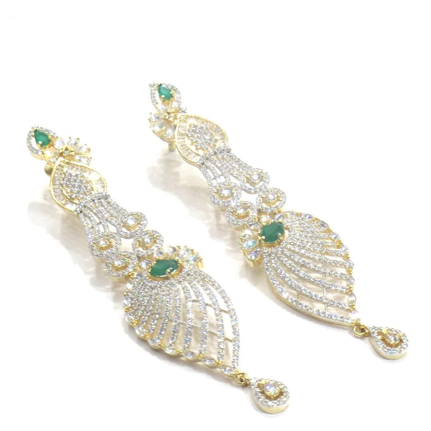 Jewelshingar Jewellery Fine Gold Plated Dangle & Drop Earrings For Girls ( 34561-ead-green )