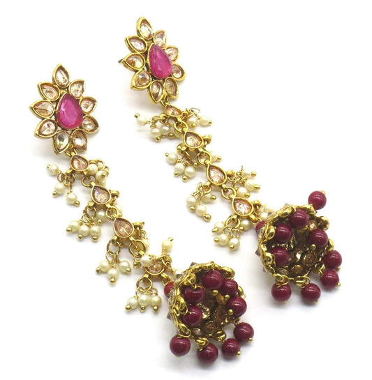 Jewelshingar Jewellery Gold Plated Ruby Colour Earrings For Women (44882-pj)