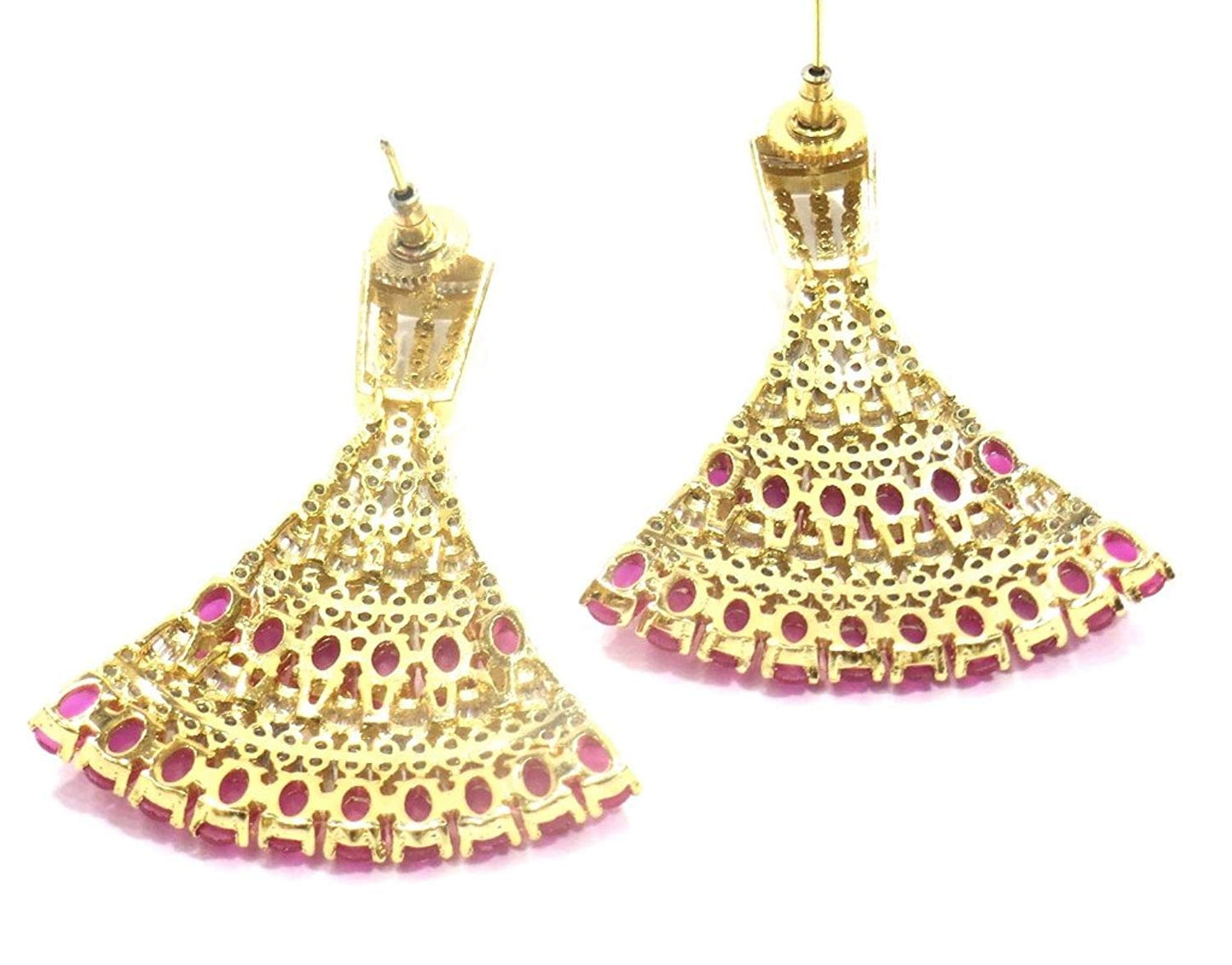 Jewelshingar Jewellery Fine Gold Plated Dangle & Drop Earrings For Girls ( 34666-ead-ruby )