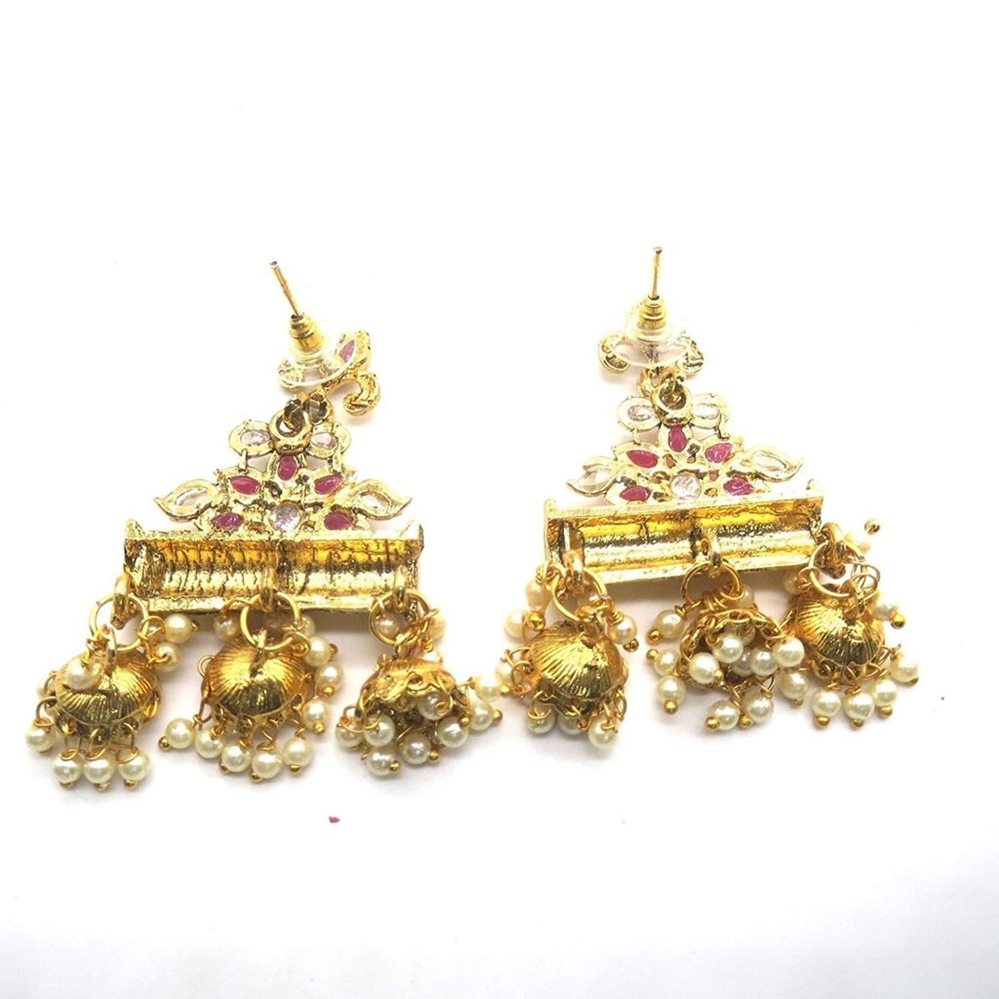 Jewelshingar Jewellery Antique Plated Ruby Colour Earrings For Women (44929-pj)