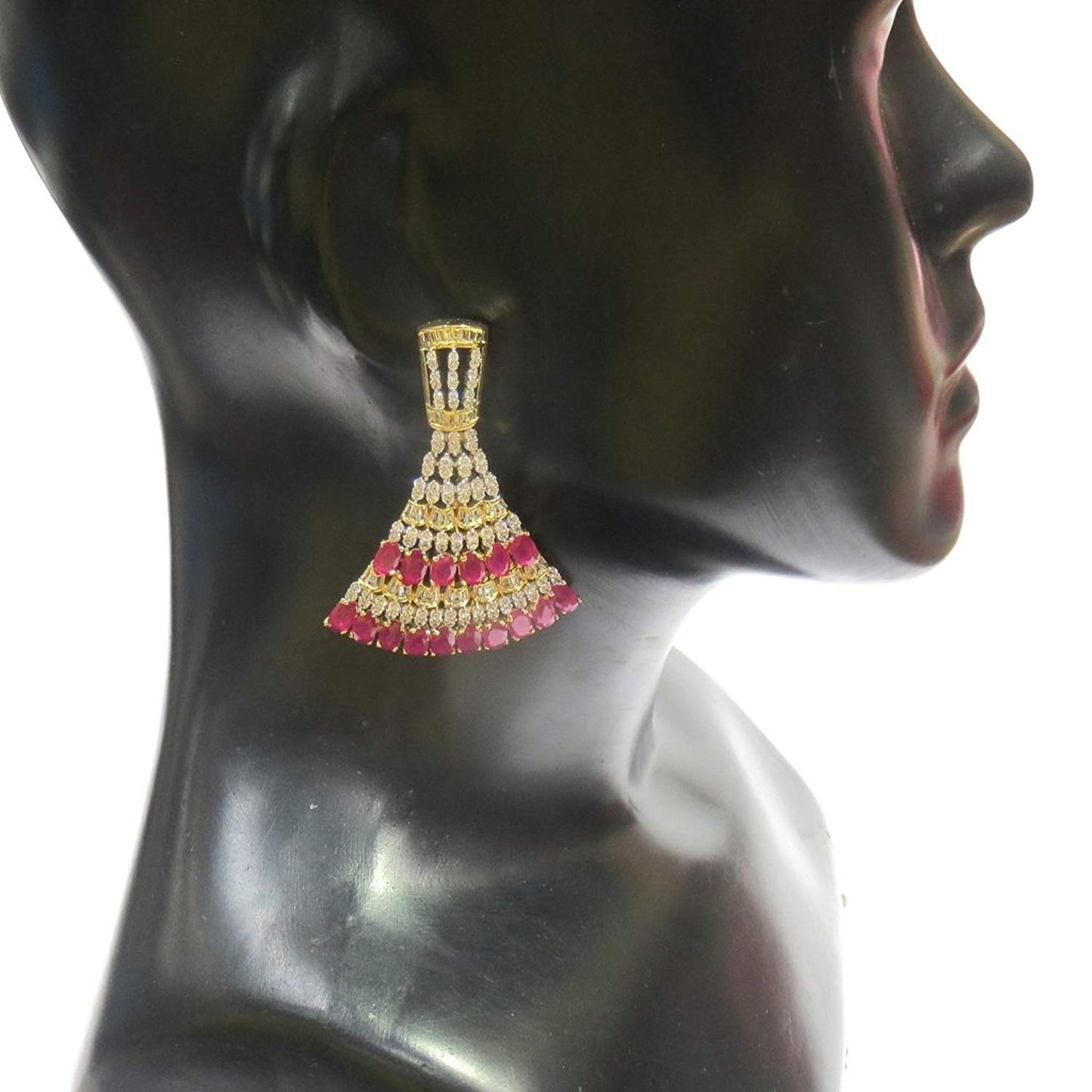 Jewelshingar Jewellery Fine Gold Plated Dangle & Drop Earrings For Girls ( 34666-ead-ruby )