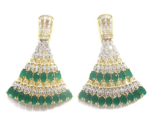 Jewelshingar Jewellery Fine Gold Plated Dangle & Drop Earrings For Girls ( 34583-ead-green )