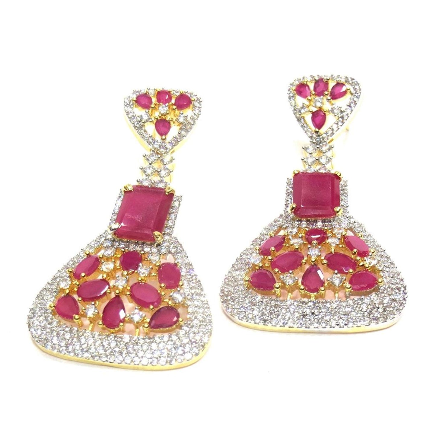 Jewelshingar Jewellery Fine Plated Dangle & Drop Earrings For Women ( 18511-ead-ruby )