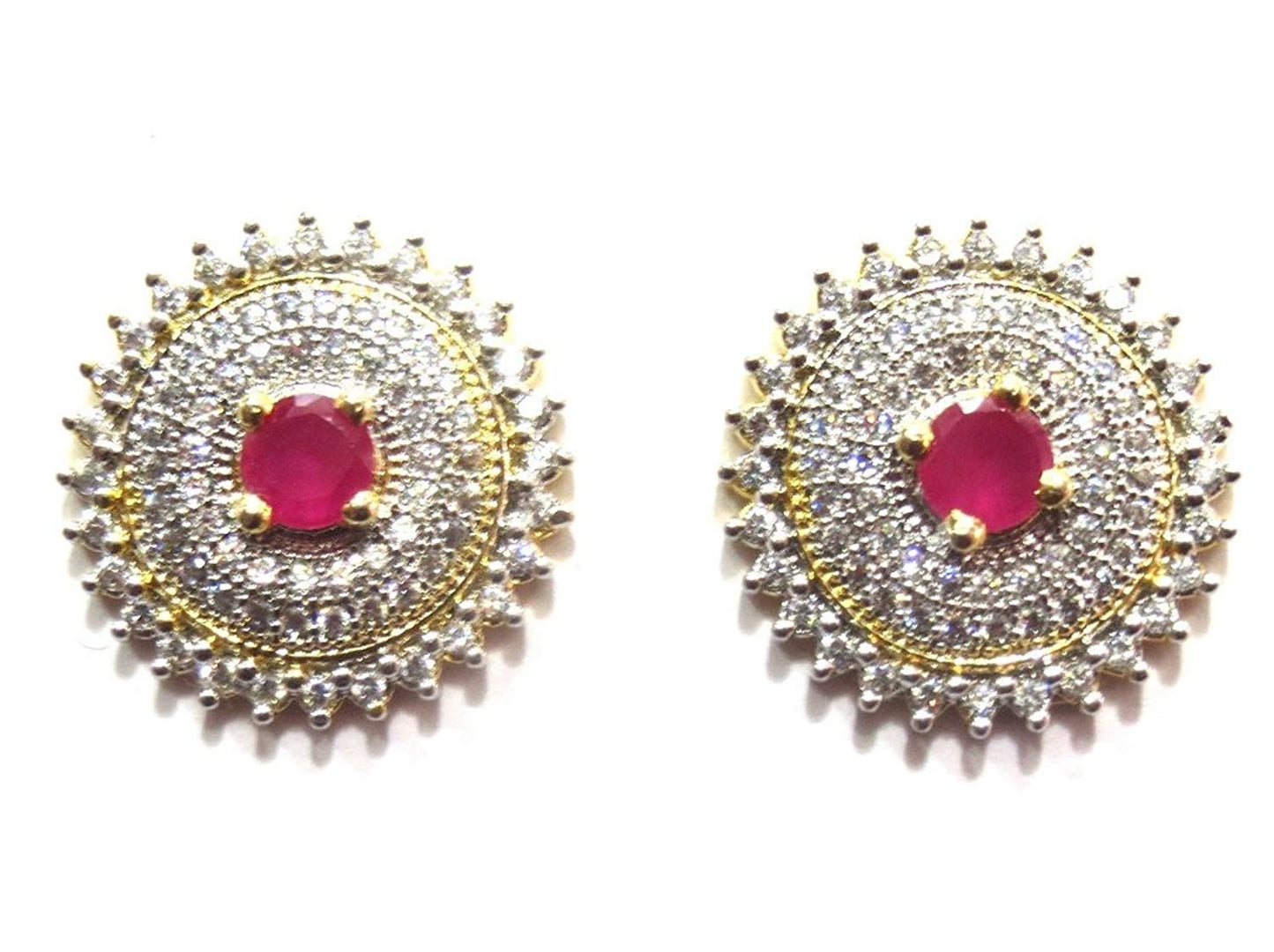 Jewelshingar Jewellery Fine Plated Stud Earrings For Women ( 18126-gjt-ruby )