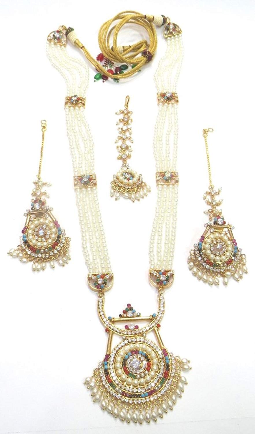 Jewelshingar Jewellery Jadau Gold Plated Colour multiLong Necklaces For Women (43151-rh-jadau-multi)