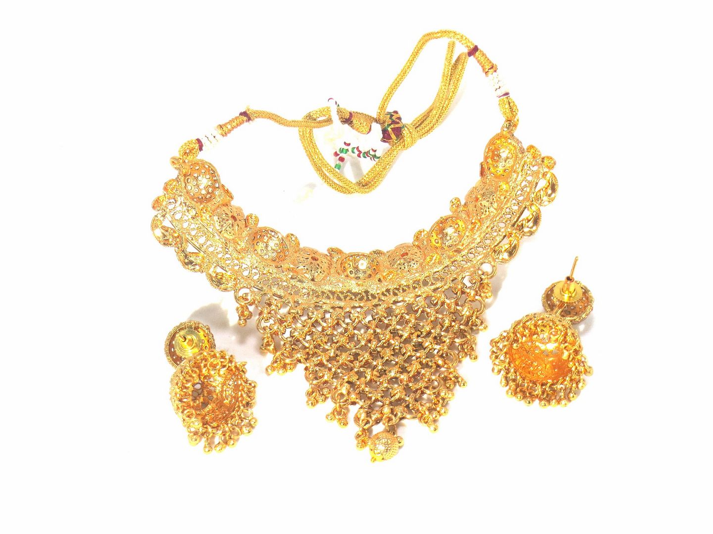 Jewelshingar Jewellery Fine Antique Polki Kundan Antique Plated Clear Colour Necklace For Women ( 62039AST )