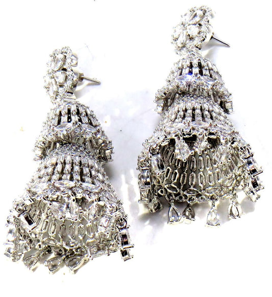 Jewelshingar Jewellery Silver Plated Diamond Earring For Women ( 62132EAJ )