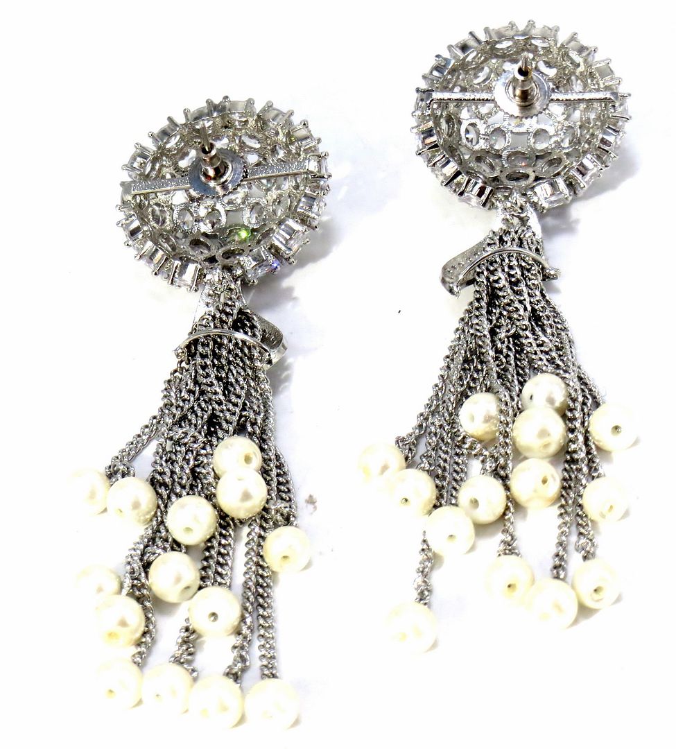 Jewelshingar Jewellery Silver Plated Diamond Earring For Women ( 62137EAD )