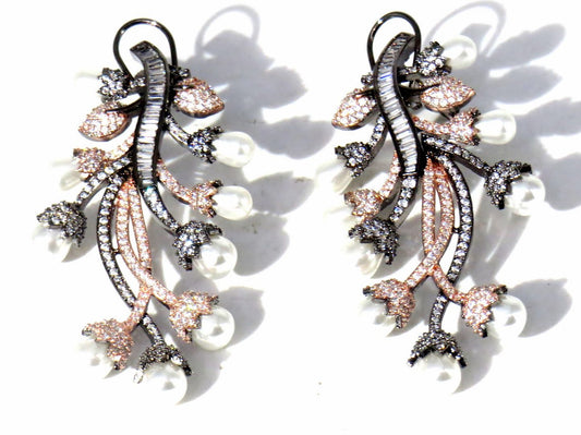 Jewelshingar Jewellery Rosegold Plated Diamond Earring For Women ( 62143EAD )