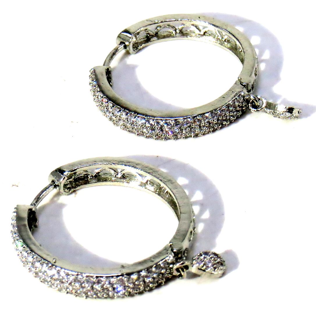 Jewelshingar Jewellery Silver Plated Diamond Earring For Women ( 62161EAD )