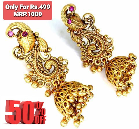Jewelshingar Jewellery Gold Plated Diamond Earrings For Women ( 62706PEJ )