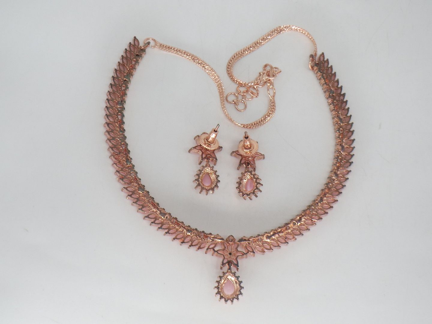 Jewelshingar Jewellery Fine Antique Polki Kundan RoseGold Plated Pink Colour Necklace For Women ( 62750NAD )