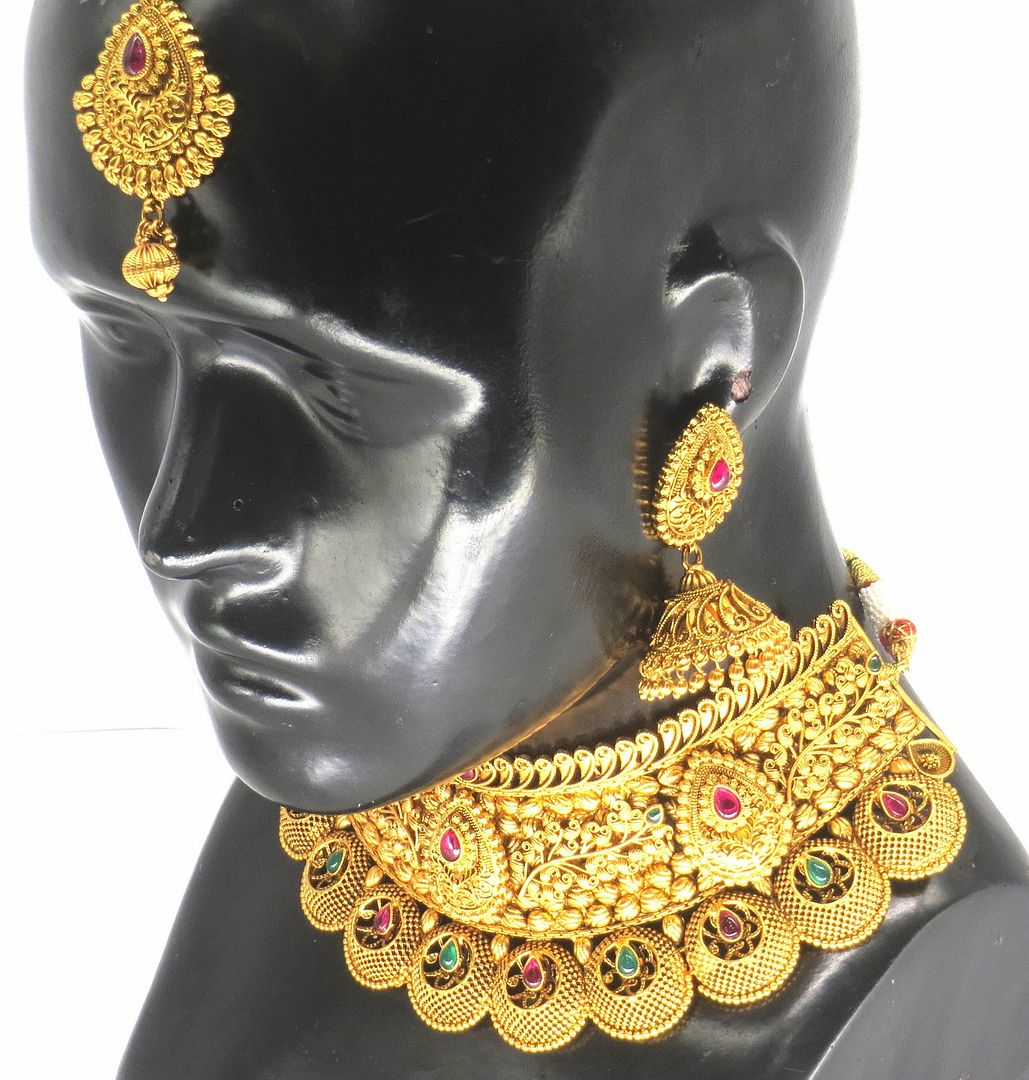 Jewelshingar Jewellery Fine Antique Polki Kundan Gold Plated Multi Colour Necklace For Women ( 62800AST )