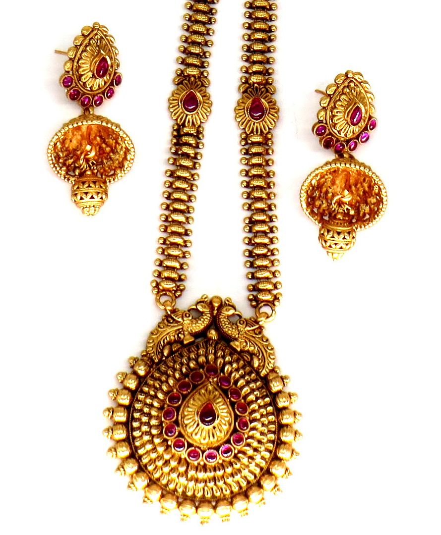 Jewelshingar Jewellery Fine Antique Polki Kundan Gold Plated Ruby Colour Necklace For Women ( 62819ASL )