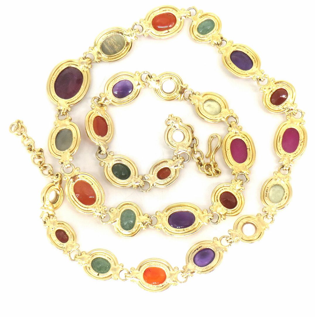 Jewelshingar Jewellery Fine Antique Polki Kundan Gold Plated Multi Colour Necklace For Women ( 62840ACC )