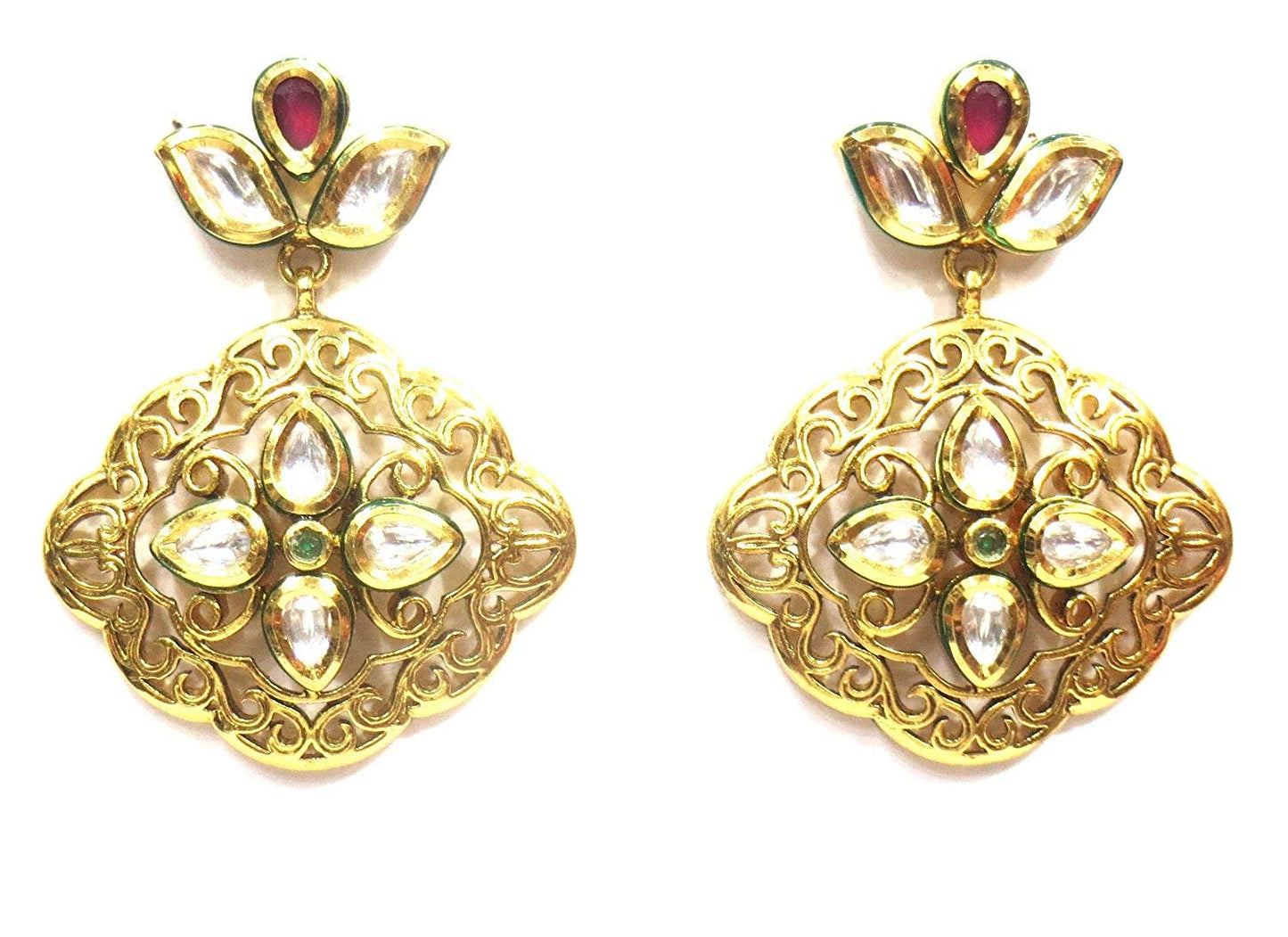 Jewelshingar Jewellery Shingar Jewellery Polki Kundan Super Fine Earrings For Women ( 41949-earrings-ace-ruby )