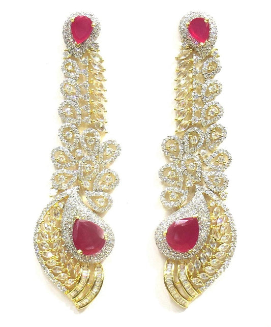 Jewelshingar Jewellery Fine Gold Plated Dangle & Drop Earrings For Girls ( 34641-ead-ruby )