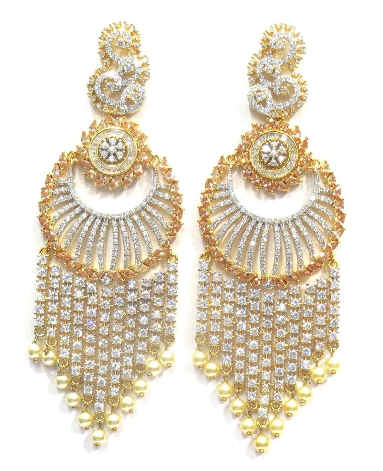 Jewelshingar Jewellery Fine Gold Plated Dangle & Drop Earrings For Girls ( 34431-ead-gold )