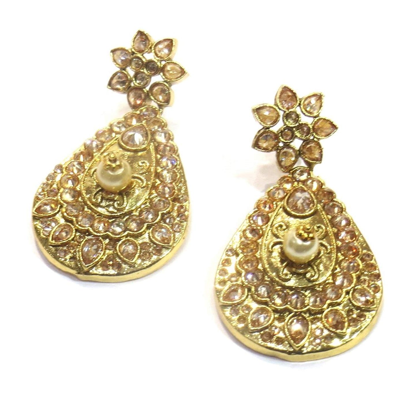 Jewelshingar Jewellery Antique Plated Gold Colour Earrings For Women (42747-pe)