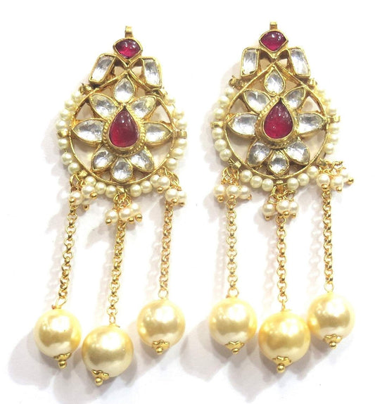 Jewelshingar Jewellery Fine Gold Plated Dangle & Drop Earrings For Women ( 31967-ace-ruby )