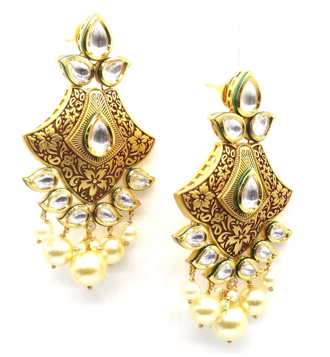 Jewelshingar Jewellery Gold Plated Enamel Colour Earrings For Women (44814-ace)