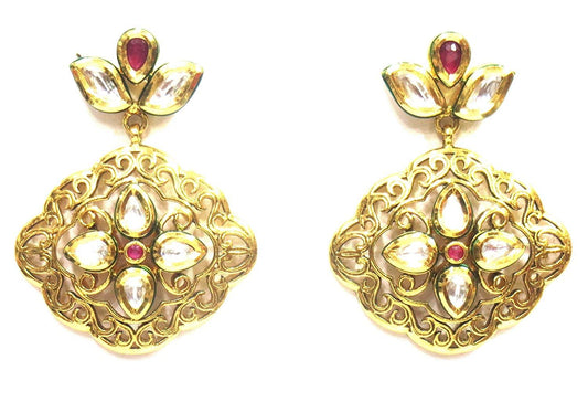 Jewelshingar Jewellery Shingar Jewellery Polki Kundan Super Fine Earrings For Women ( 41970-earrings-ace-ruby )