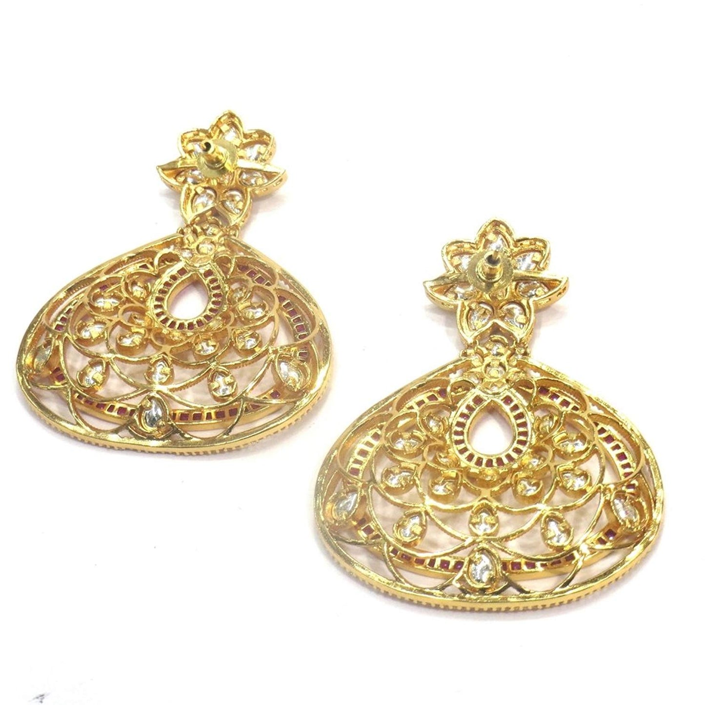 Jewelshingar Jewellery Polki Kundan Dangle & Drop Earrings Earings For Women ( 37144-dce-ruby )