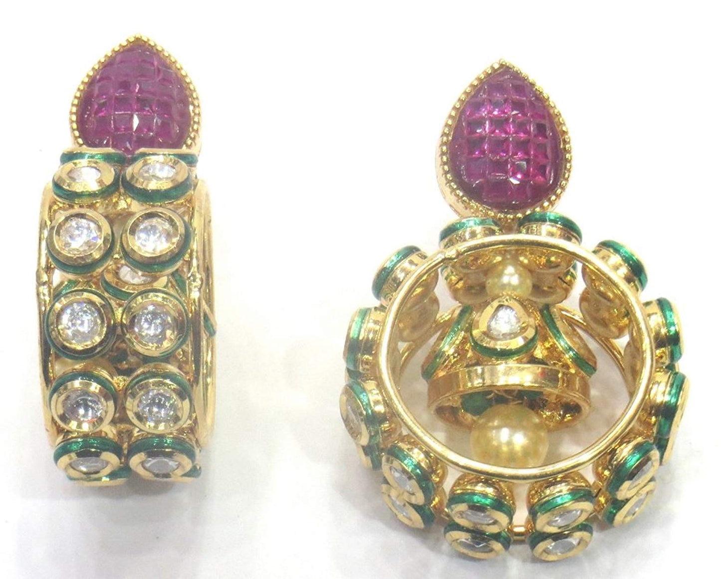 Jewelshingar Jewellery Polki Kundan Jhumki Earrings Earings For Women ( 37216-ace-j-bali )