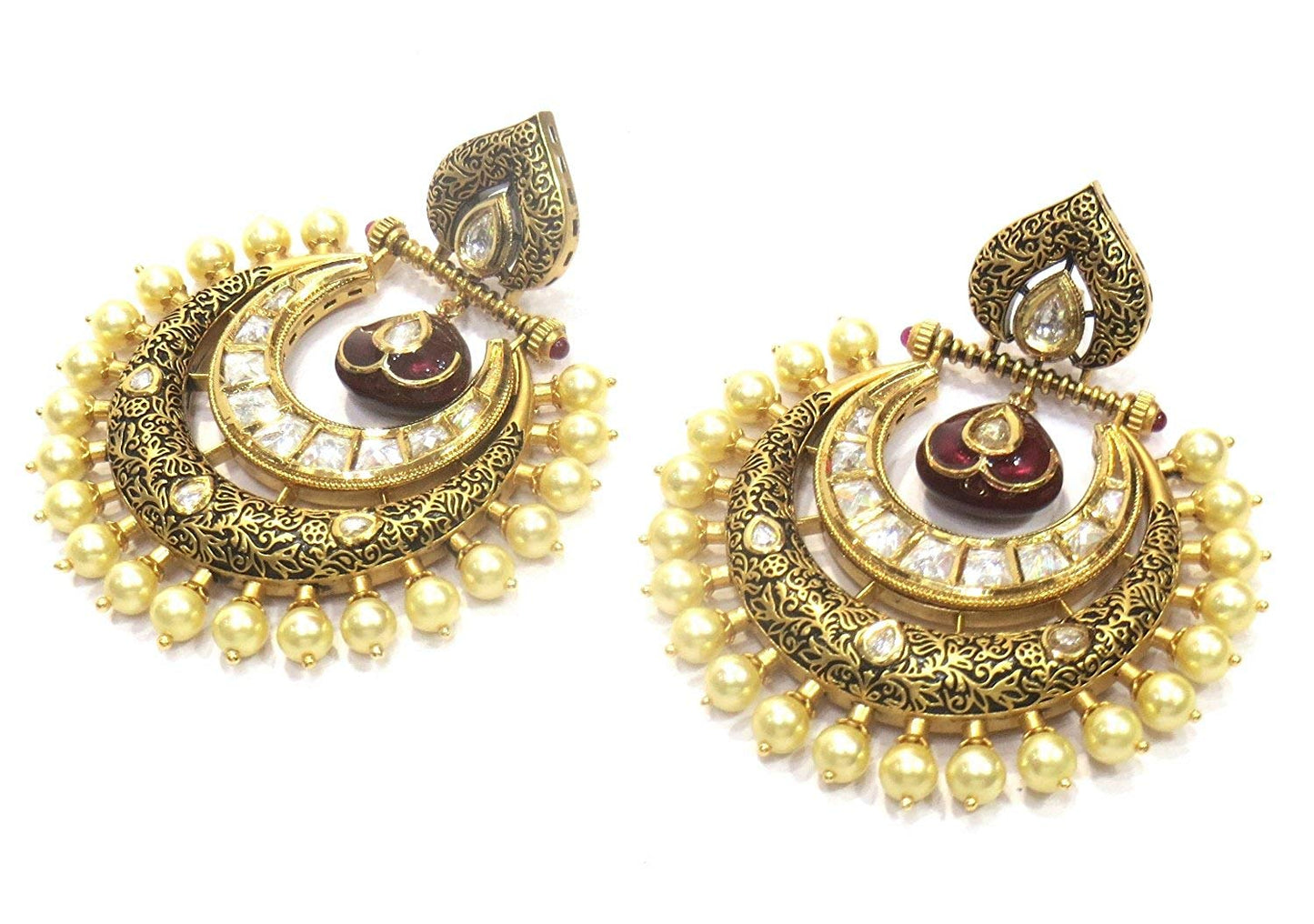 Jewelshingar Jewellery Shingar Jewellery Polki Kundan Super Fine Earrings For Women ( 41877-earrings-dce )