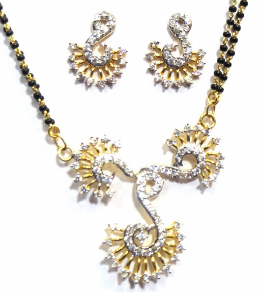 Jewelshingar Girl's Fine Cubic Zirconia A.D. Mangalsutra Set Jewellery ( 7904-p2-a ) - JEWELSHINGAR