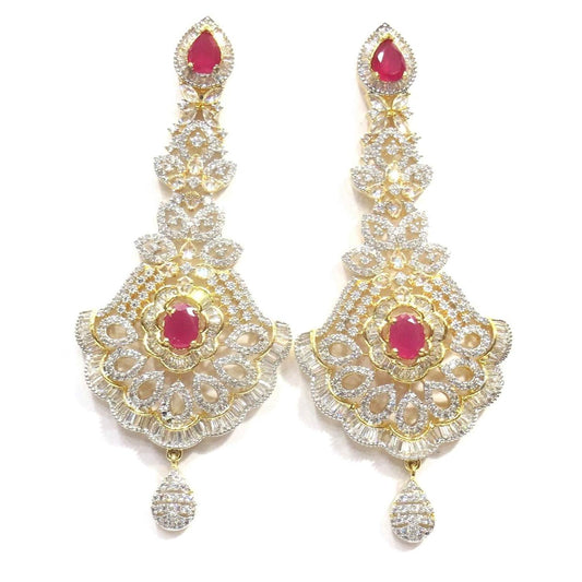 Jewelshingar Jewellery Fine Gold Plated Dangle & Drop Earrings For Girls ( 34601-ead-ruby )